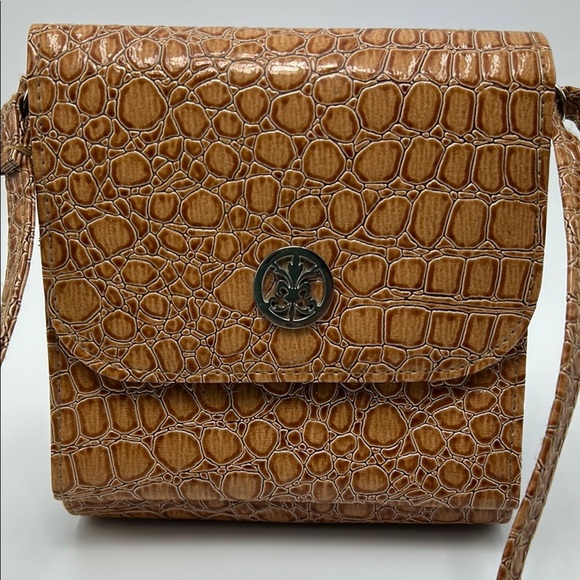 George wallet on string shoulder bag tan animal print faux patent leather casual - Picture 3 of 16